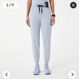 Figs Dusty Blue High Waisted Zamora Jogger Scrub Pants